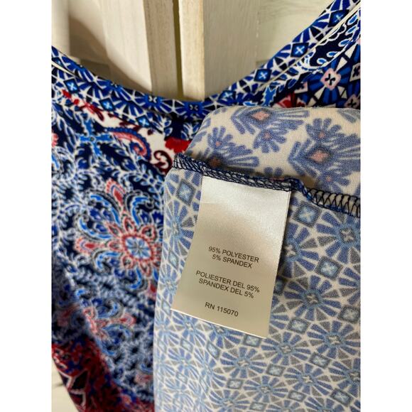 Nina Leonard Patchwork Handkerchief-Hem Midi Dress - Picture 8 of 8